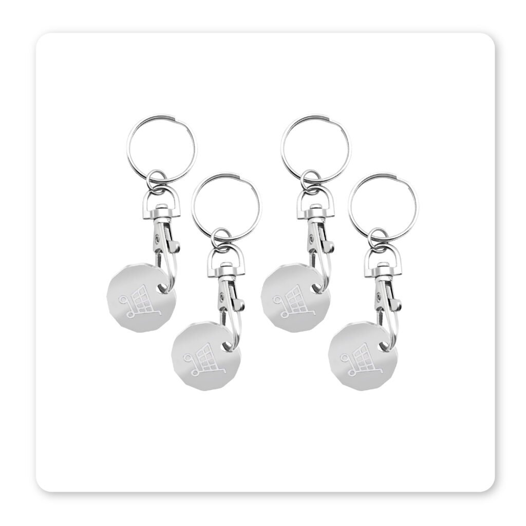 Laser Engraved Trolley Coin Keyring